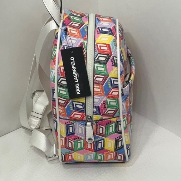 KARL LAGERFELD LONDON Multi Color  Script Print‎ Backpack NWT main image 5